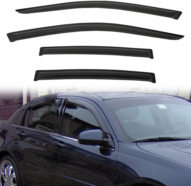 PLDDE Rain Guards Compatible with 2007-2010 Chrysler Sebring, for 2011-2014 Chrysler 200 Sedan Acrylic Tape-On Side Window Visor Wind Deflector Vent Visors Car Accessories 4pcs - Image 1